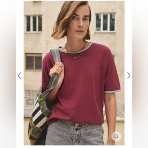 WRAP London Red T-Shirt with Blue Gray Trim